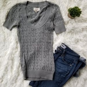FOSSIL | Grey Crochet Short Sleeve Sweater